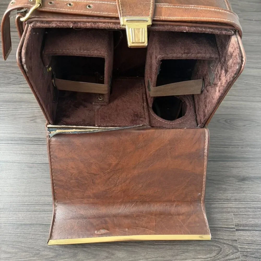 Vintage 90s Leather Hard Case Diamond Elmarit SLR EL- 88w Camera Bag